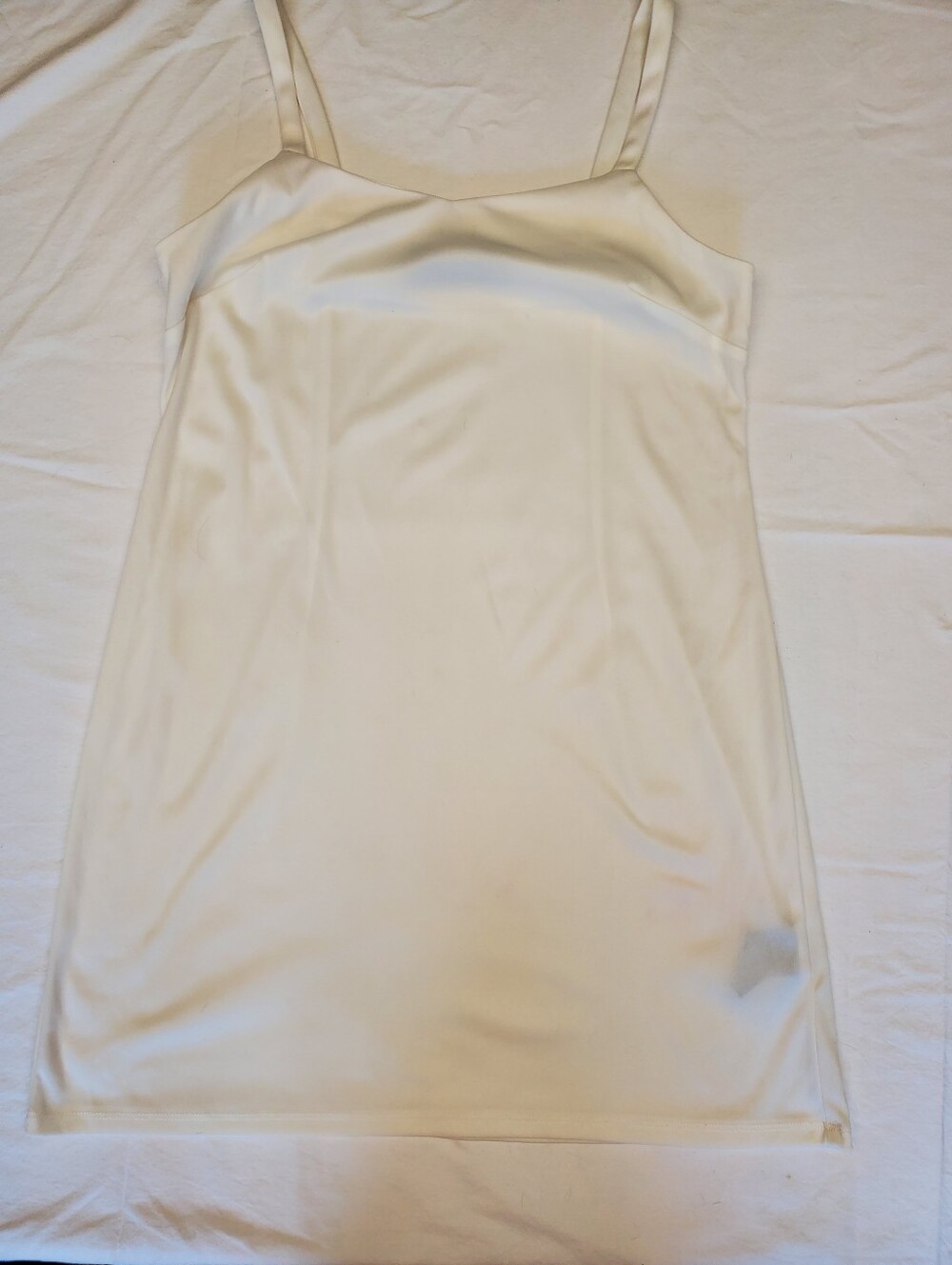 White Slip Dress 90s Minimalist Square Neck Mini Bodycon Lined Bridal Shower S